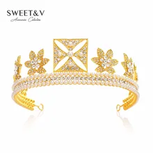 CLEARANCE SALE Vintage Pearl Rhinestone Crown Tiara Bridal Headpiece Women Hair Jewelry Accessories for Wedding Pageant Festival