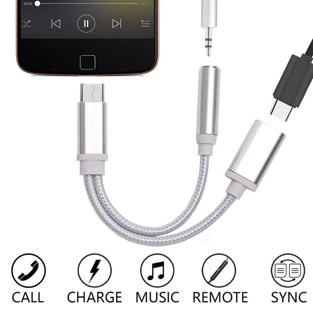 Usb адаптер 2 в 1 с портом Type C на аудиоразъем 3 5 мм|Компьютерные кабели и разъемы| |