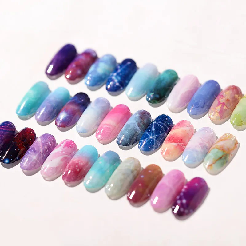 10 colors Water Marble Effect Nail Foil Paper Fantasy Rainbow Starry Sky Transfer Foil Nail Art Sticker Manicure Decorations