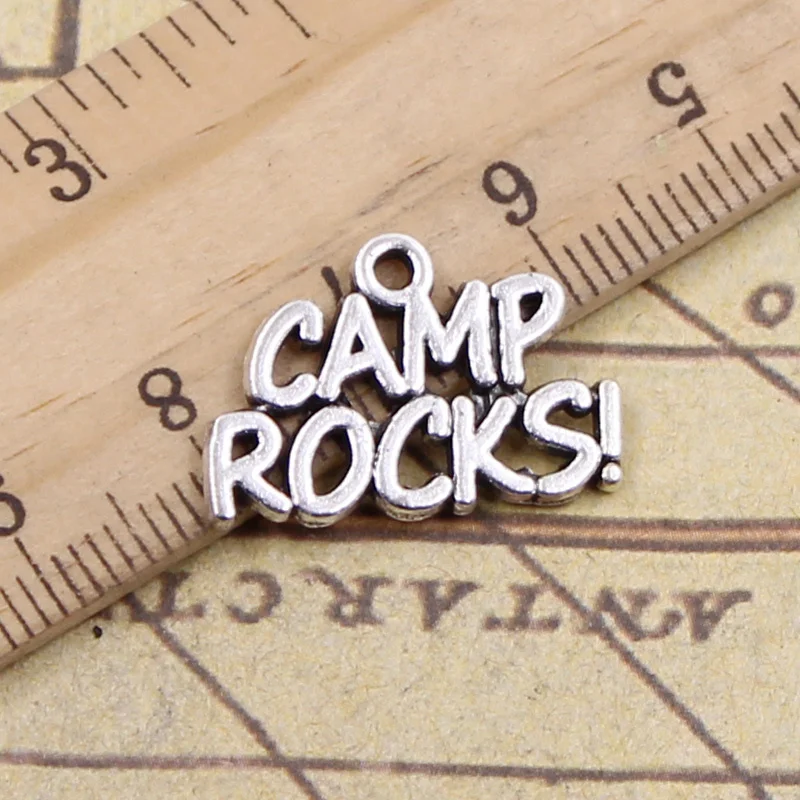 25 шт амулеты CAMP ROCKS 13x21 мм античные серебряные цветные Подвески для изготовления