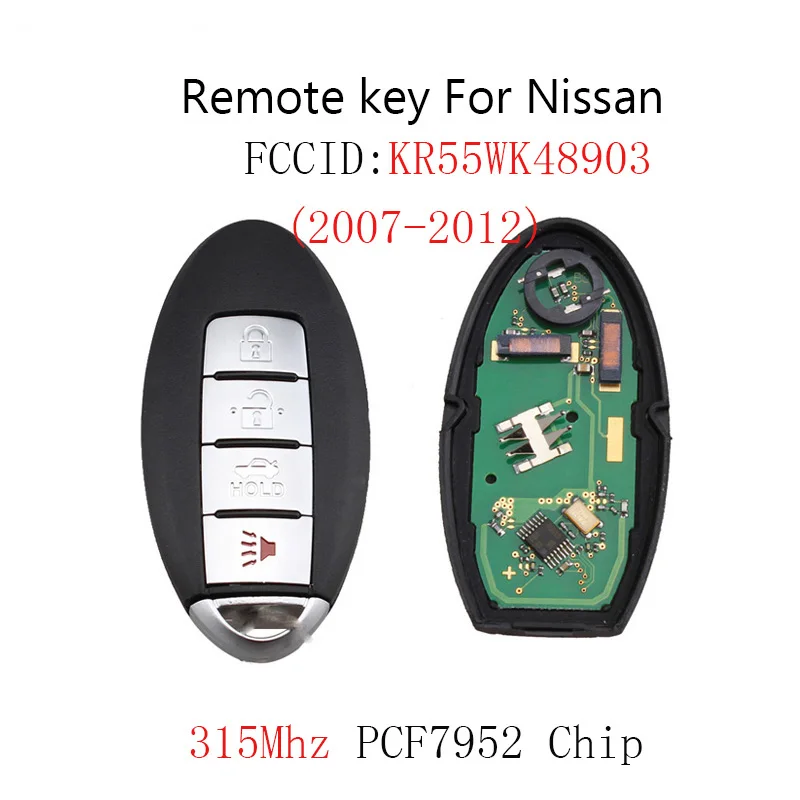 

4Buttons Remote Key Keyless Fob For Nissan Altima Maxima Murano 2007 2008 2009 2010 2011 2012 original key PCF7952 Chip