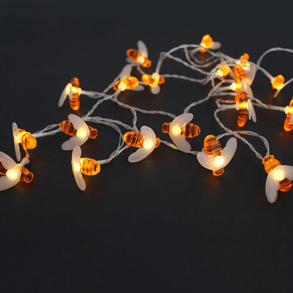 Светящаяся гирлянда сказочные огни LED 2 м питание от аккумулятора форма пчелы