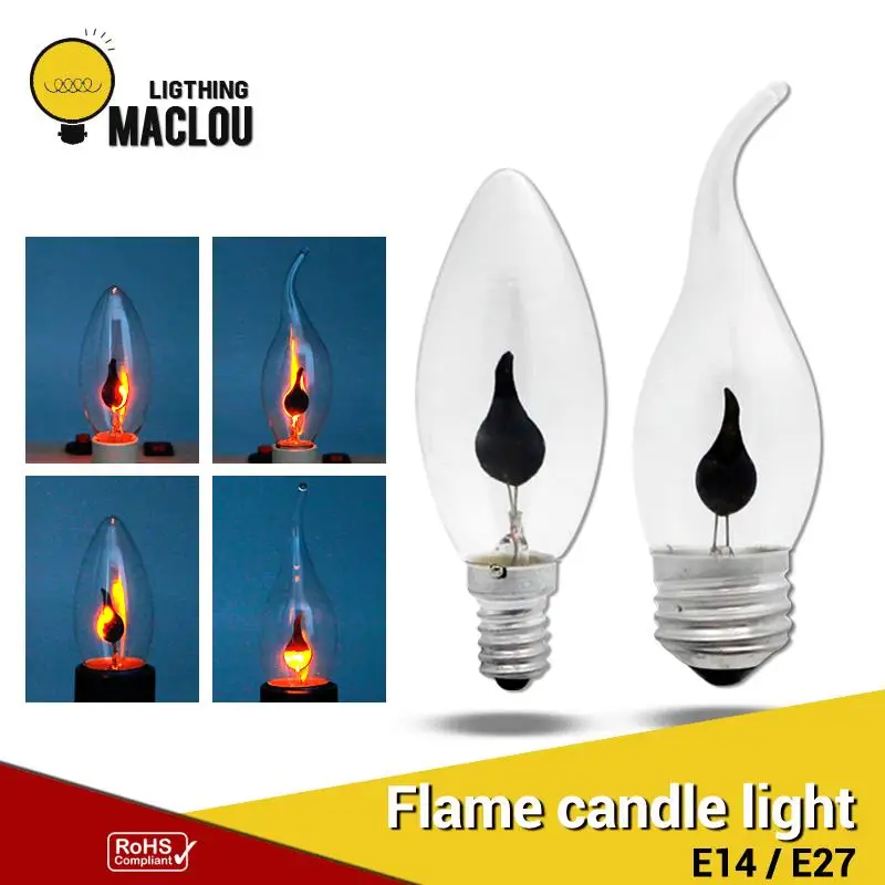 

Vintage LED Flame E27 E14 Lamps 3W Candle Light Bulb Flickering Effect Led Lighting Lampada Lamp Edison Bulb For Home Bar KTV