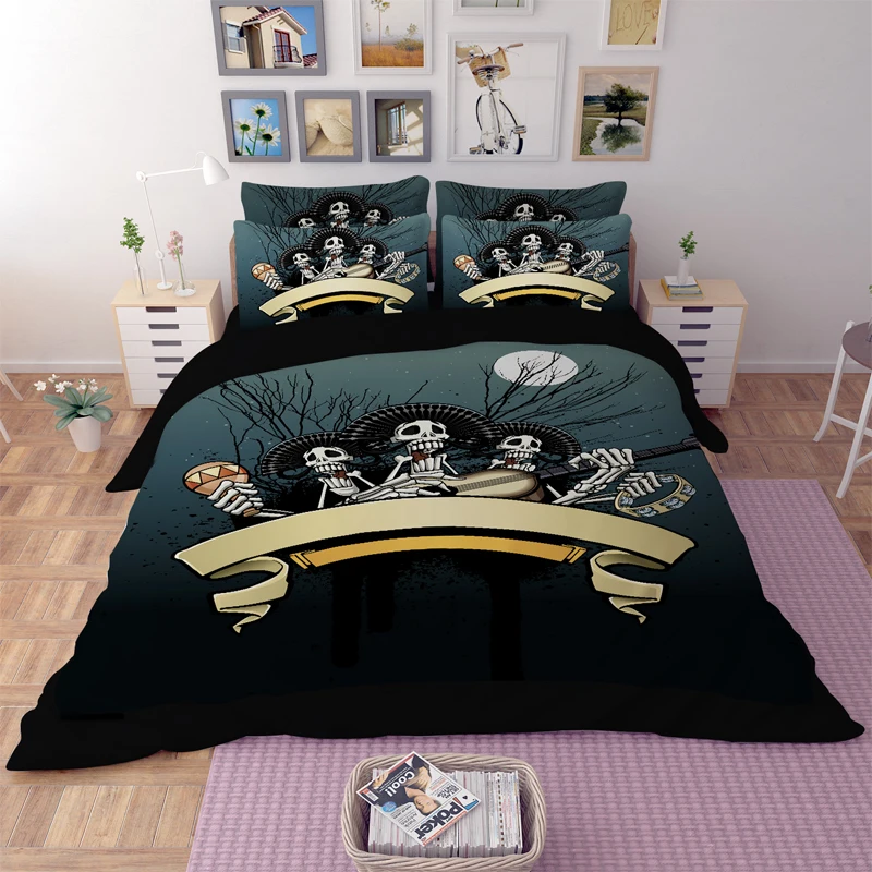 

Free shipping 3d head/skull/cranium 3/4pcs bedding set without the filler single/twin double/full queen size duvet cover set