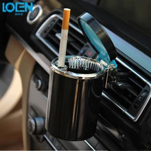 1 шт., Универсальный Автомобильный светодиодный пепельница для сигарет, черный, серебристый подстаканник, круглое ведро для золы, мужской ящик для хранения дыма, автомобильный стиль