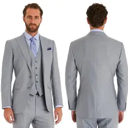 Классический Стиль Две кнопки светло-серый Жених Смокинги для женихов Для мужчин свадебные костюмы для выпускного Жених (куртка + Брюки для