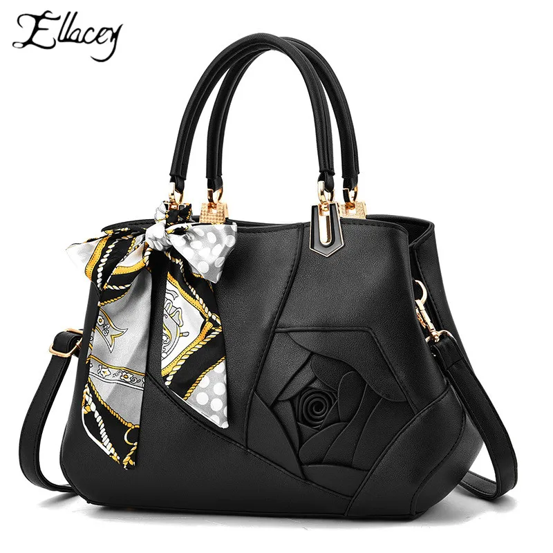 

Ellacey 2019 New Fashion Pu Leather Handbags Women Flower Shopping Bag Designer Bags Famous Brand Women Bags Shoulder Bag Female