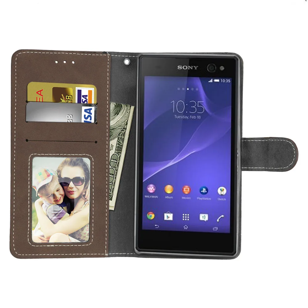 Чехол для sony Xperia C3, кожаный чехол-бумажник для sony Xperia C3 D2533 Dual D2502 S55T, откидной чехол с магнитной подставкой, чехол для телефона