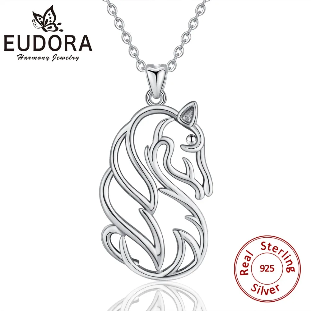 

2019 Eudora 925 Silver Horse Animal Pendants Necklace Good Fortune & Good Luck Charm Fashion Women Jewelry Birthday Gift CYD391
