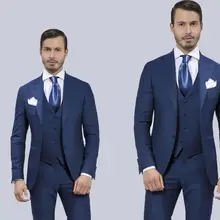 Оболочка с отворотами Королевский синий смокинг жениха ГАУТ мужские свадебные Формальные вечерние костюмы для выпускного вечера Лучший мужской костюм(куртка+ брюки+ жилет