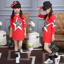 Весенне-Осенние футболки; платье для девочек; одежда для детей; Новая детская одежда с длинными рукавами; брендовая прямая одежда; Infantil Vestidos