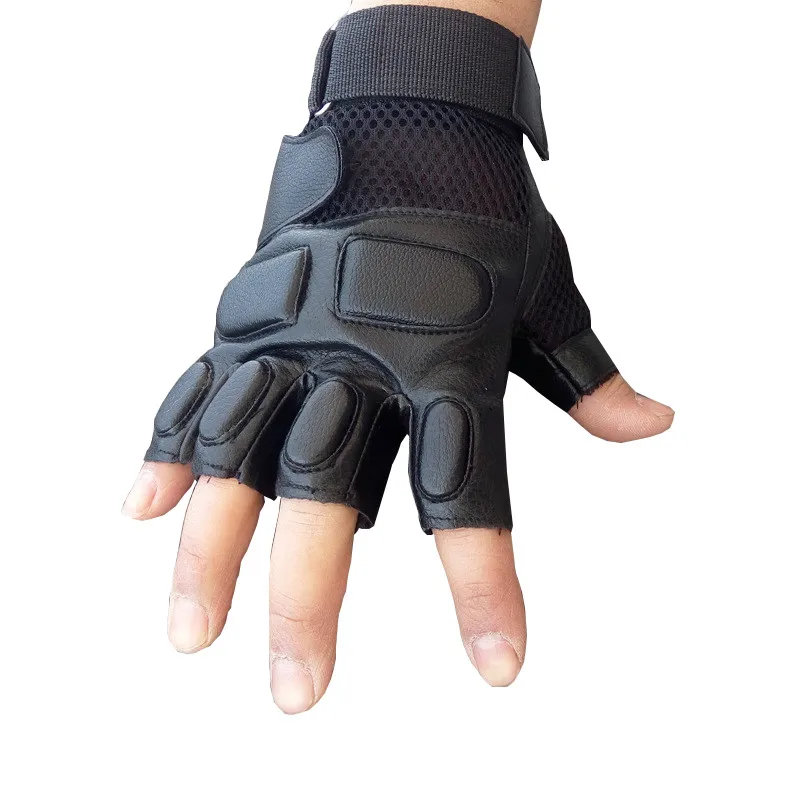 Мужские тактические боевые перчатки Long Keeper кожаные митенки без пальцев