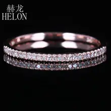 HELON Solid 14 K розовое золото Stackable Pave Brilliant 0.15ct натуральные бриллианты обручальное кольцо для помолвки кольцо ювелирные изделия