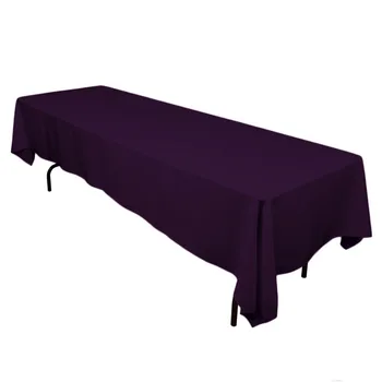

HK DHL Stain Feel 230*260cm Polyester Rectangle Tablecloth Eggplant for Wedding, 5/Pack