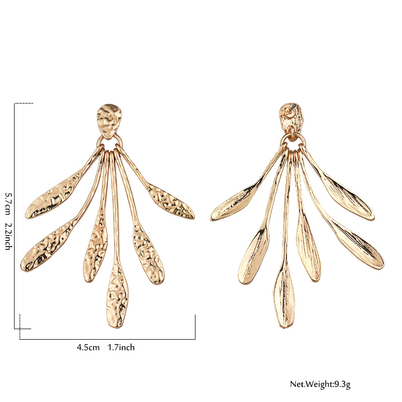 Yhpup корейская мода темперамент длинный лист завод простые Подвесные серьги дизайн массивные золотые серьги для женщин очаровательные ювелирные изделия