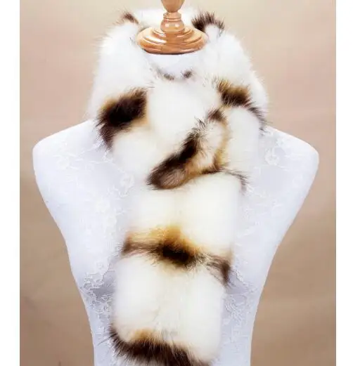 Winter Warm Faux Fox Fur Raccoon Scarf Multi Color Unique Pattern Fur