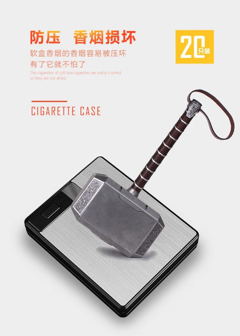 20 сигарет тонкий алюминиевый металлический Автоматический чехол для сигарет коробка с USB перезаряжаемые ветрозащитные зажигалки