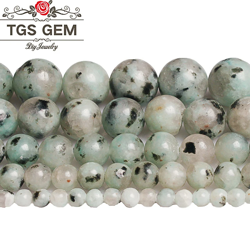 

Natural Sesame Stone Beads Kiwi Jaspers Amazonite Round Loose Beads For Bracelet Jewelry Making 4 6 8 10 12MM