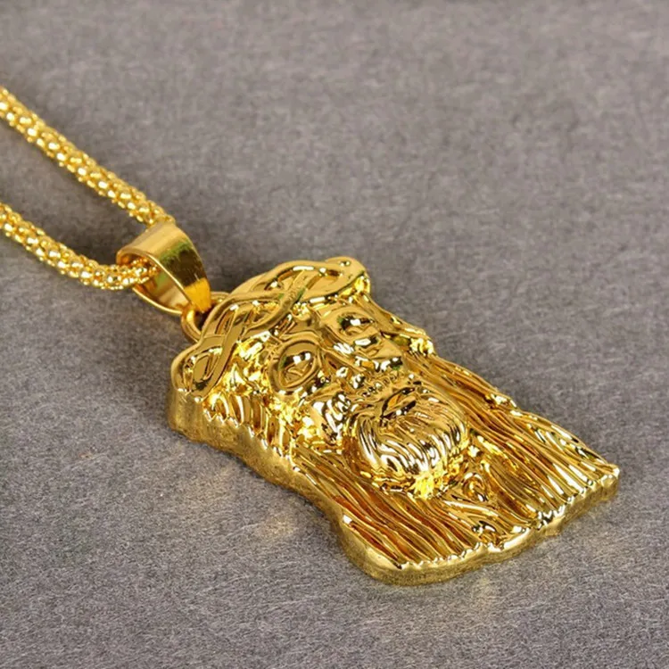 God Bless Jesus Face Pendant With Venice Chain Neacklace For Men HipHop