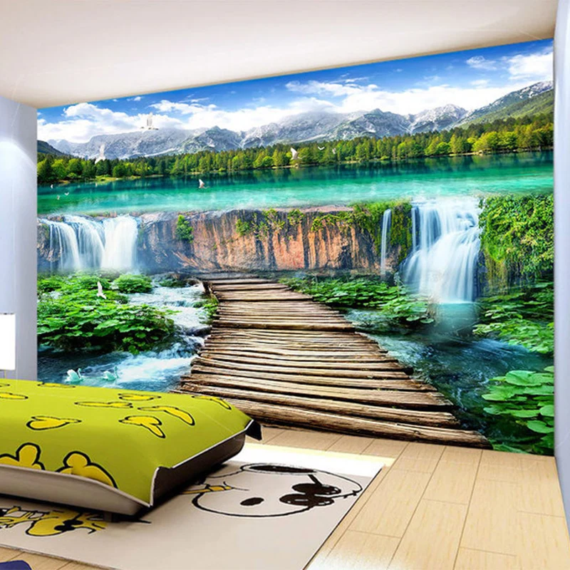 Wood Bridge Photo Mural Sala tv Sofá wood bridge photo mural sala tv sofa 02