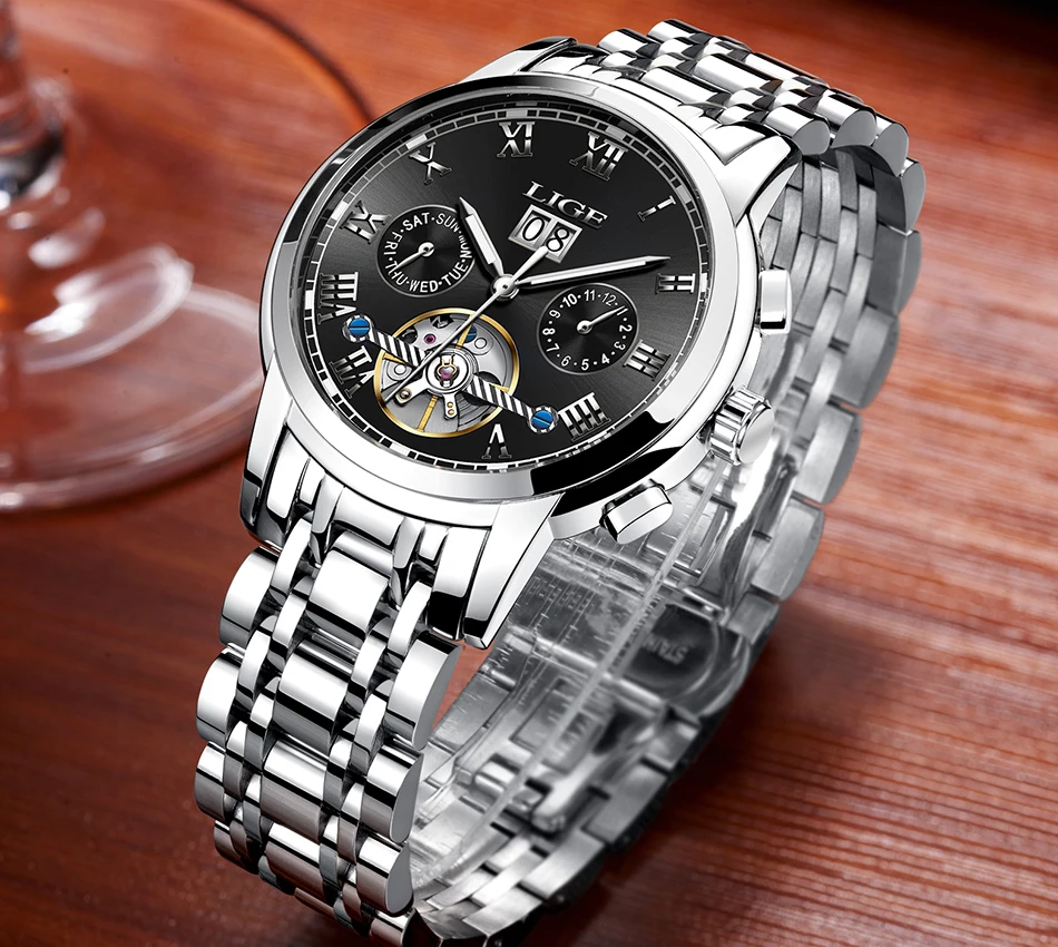 2019 механические часы LIGE для мужчин часы лучший бренд класса люкс для мужчин s автоматические механические часы для мужчин полный сталь