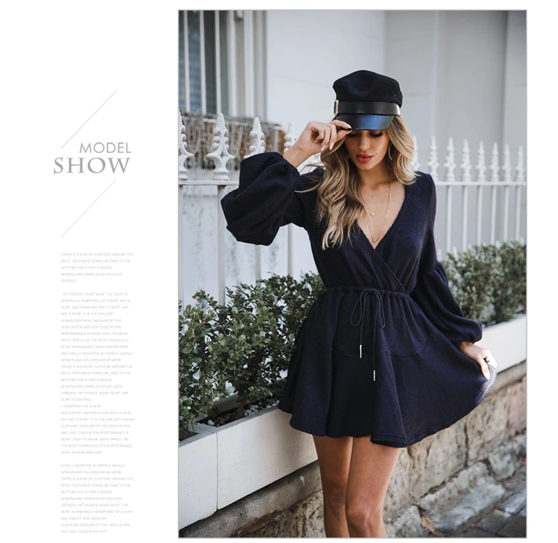 Long Sleeve Women Sexy Dress Winter 2018 V Neck Bandage Sashes Ladies Mini Sweater Dresses Knitted Autumn Short Vestido Party    (12)