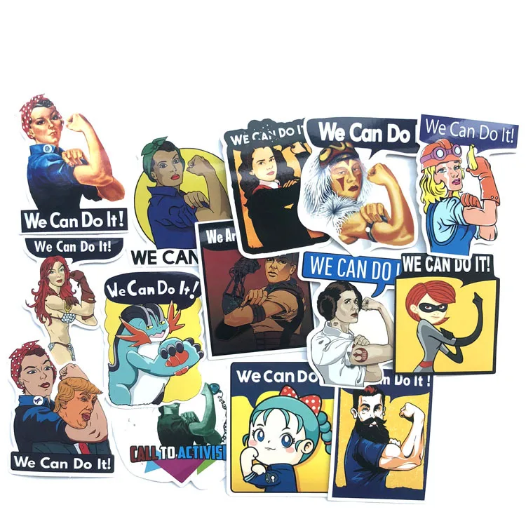 

14 pcs Trump funng Avatar Retro Kraft Stickers Bar Decorative Vintage Stickers 2019