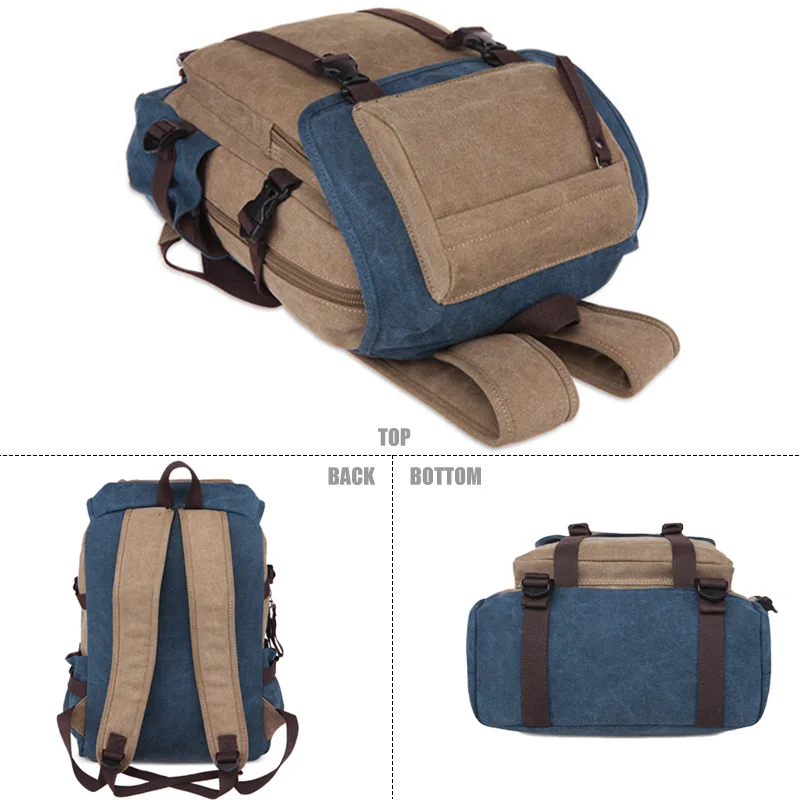 New Classic Men Canvas Travel Laptop Rucksack Shoulder BagsTeenage Boys Backpacks Large School Vintage Students Packet XA270WC