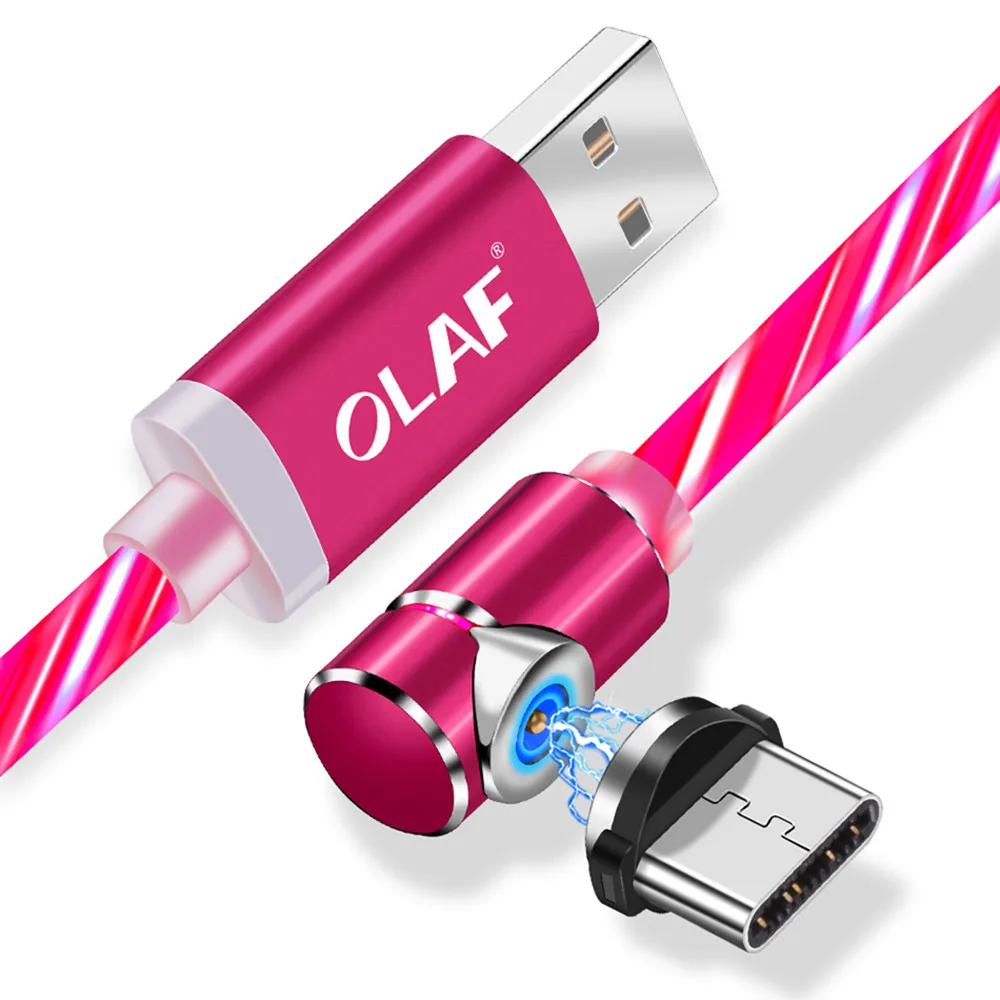 OLAF L-Line Magnetic USB Charging Cable, Type-C USB C Cable, 90 Degree LED Magnetic Cable for iPhone X 8 7 Plus Micro USB Cables Red Magnetic USB C  Cable