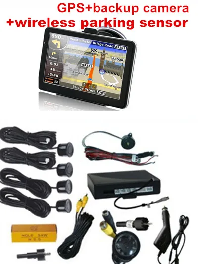 3 in 1 7inch font b GPS b font reverse back camera wireless parking sensor system