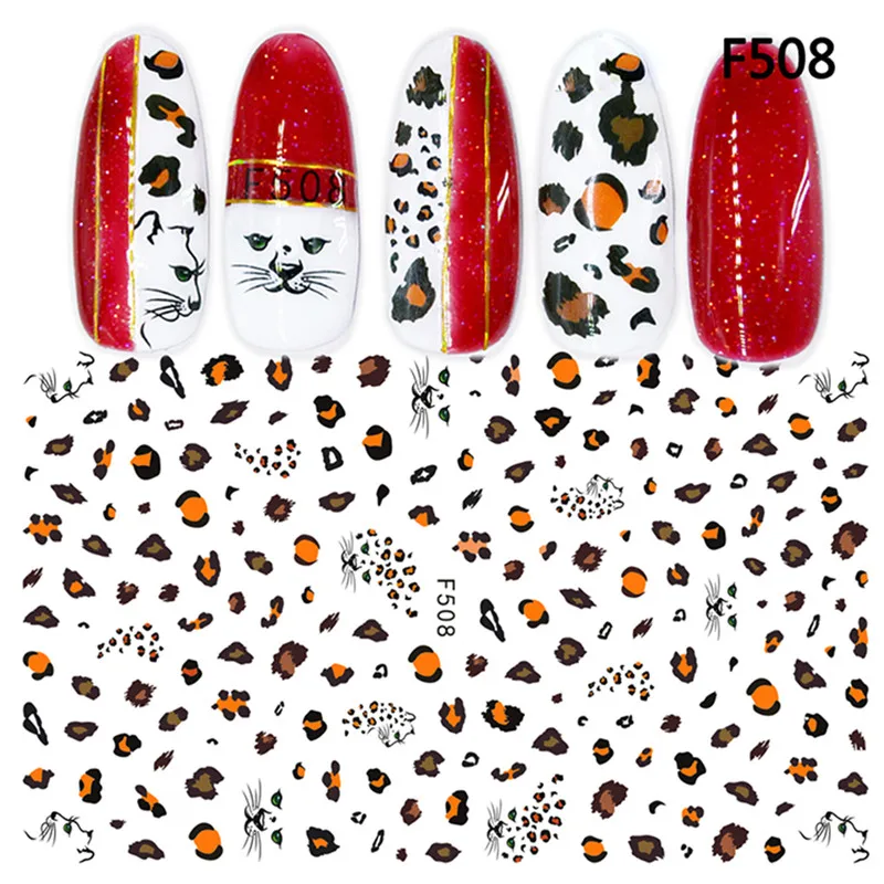 

Manicurara 1 Sheet White Cat Flower Nail Stickers Transfer Slider for Manicure Nail Art Decoration Heart Leaves Nail Sticker
