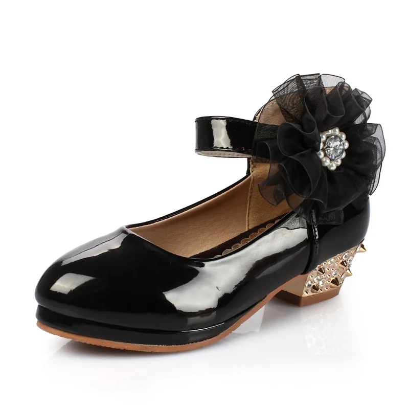 

Children's Shoes Spring New Girls Leather Shoes High-Heeled Waterproof Dance Shoes High Quality Princess Shoes KS410