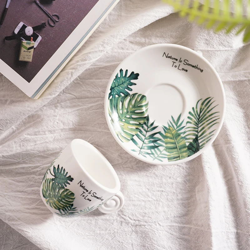 

Fresh Style Tropical Plants Frost 90ml Small Espresso Italian Strong Black Coffee Cup Tray Set Demitasse Tazas Tasse Cafe Xicara