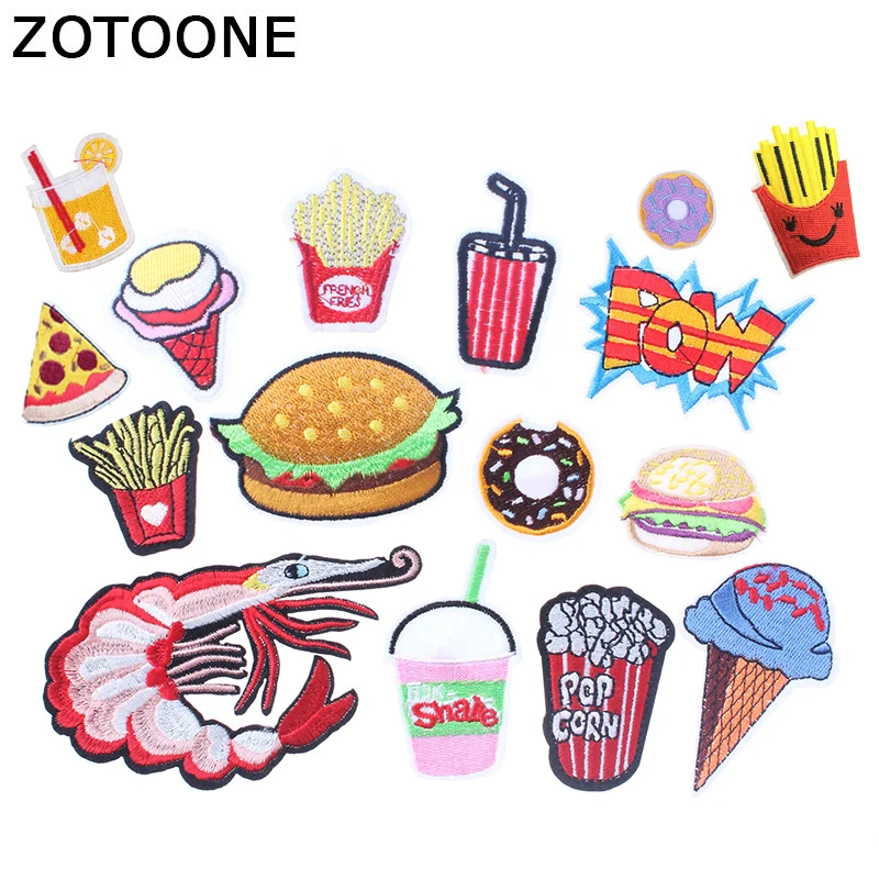 ZOTOONE Вышивка Патчи для одежды милая еда аппликация Железо на мультфильм патчи