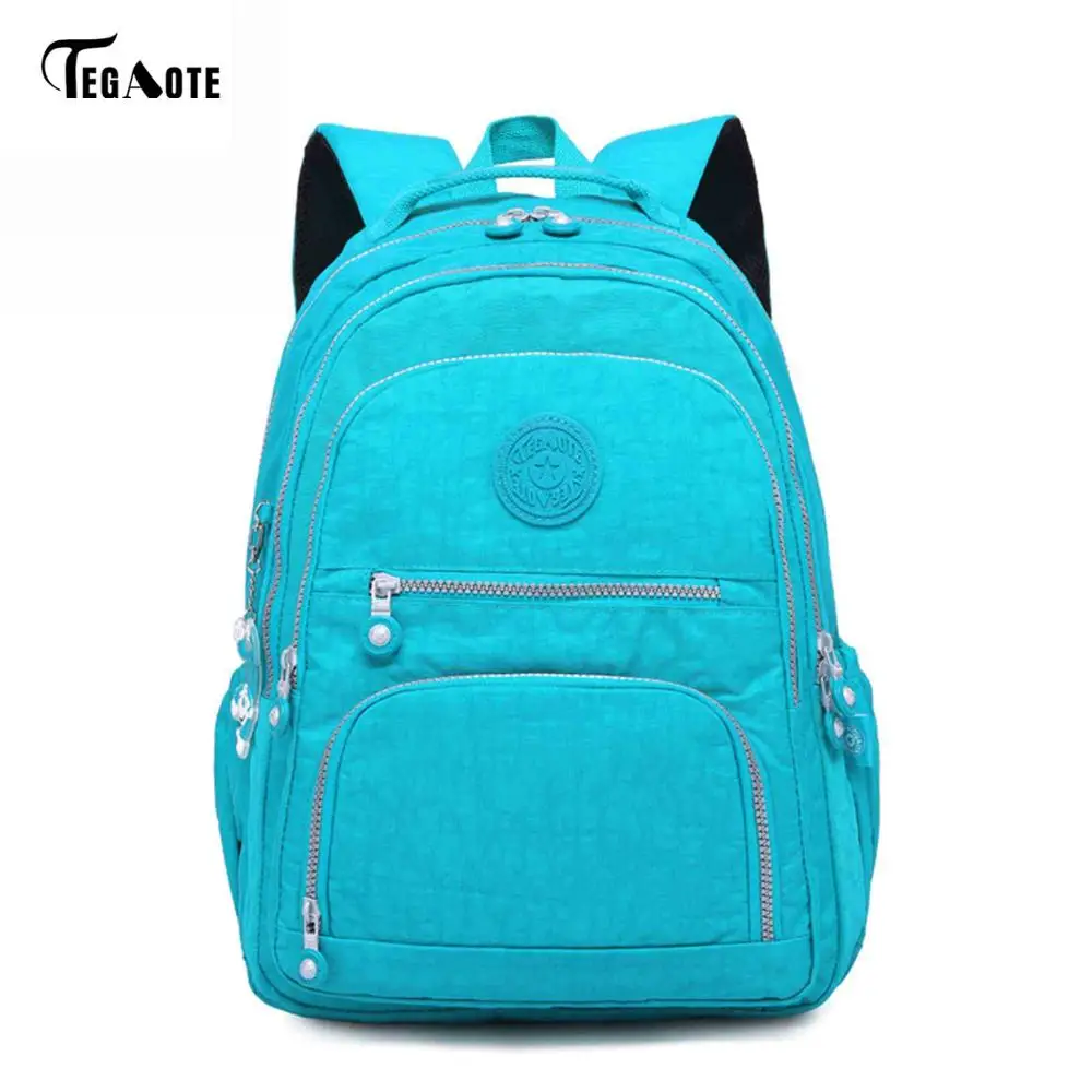 TEGAOTE, школьный рюкзак для девочек-подростков, Mochila Feminina, женские рюкзаки, нейлоновый водонепроницаемый повседневный рюкзак для ноутбука, женский рюкзак - Цвет: Lake blue