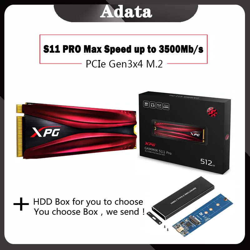 

ADATA SSD XPG GAMMIX S11 Pro SSD M2 SSD Hard Drive M.2 256G hard disk For Laptop Desktop 512G PCIe Gen3x4 2280