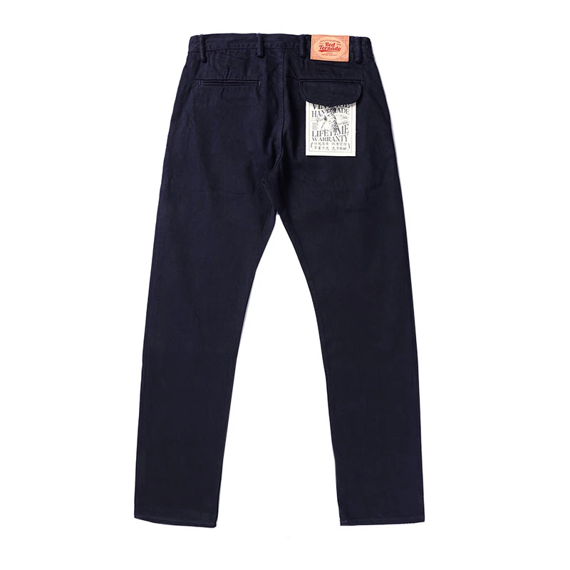  Red Wind Selvedge Denim Officer Chino Vintage WW2 Military Trousers Slim Fit Blue-Black OASH