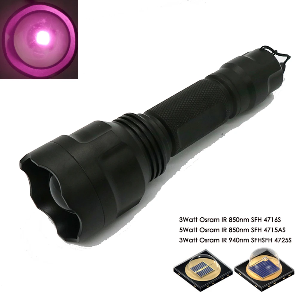 

NEW Zoomable Osram 3w/5w IR 850nm IR flashlight Infrared Radiation IR LED Lamp Waterproof IR850nm led Flash light Torch