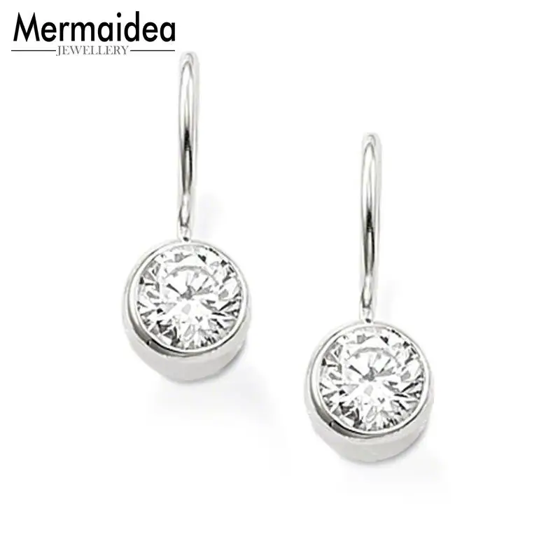 

Round Crystal Swan Neck Drop Earrings 2019 New Fashion Jewelry Classic 925 Sterling Silver Gift For Women