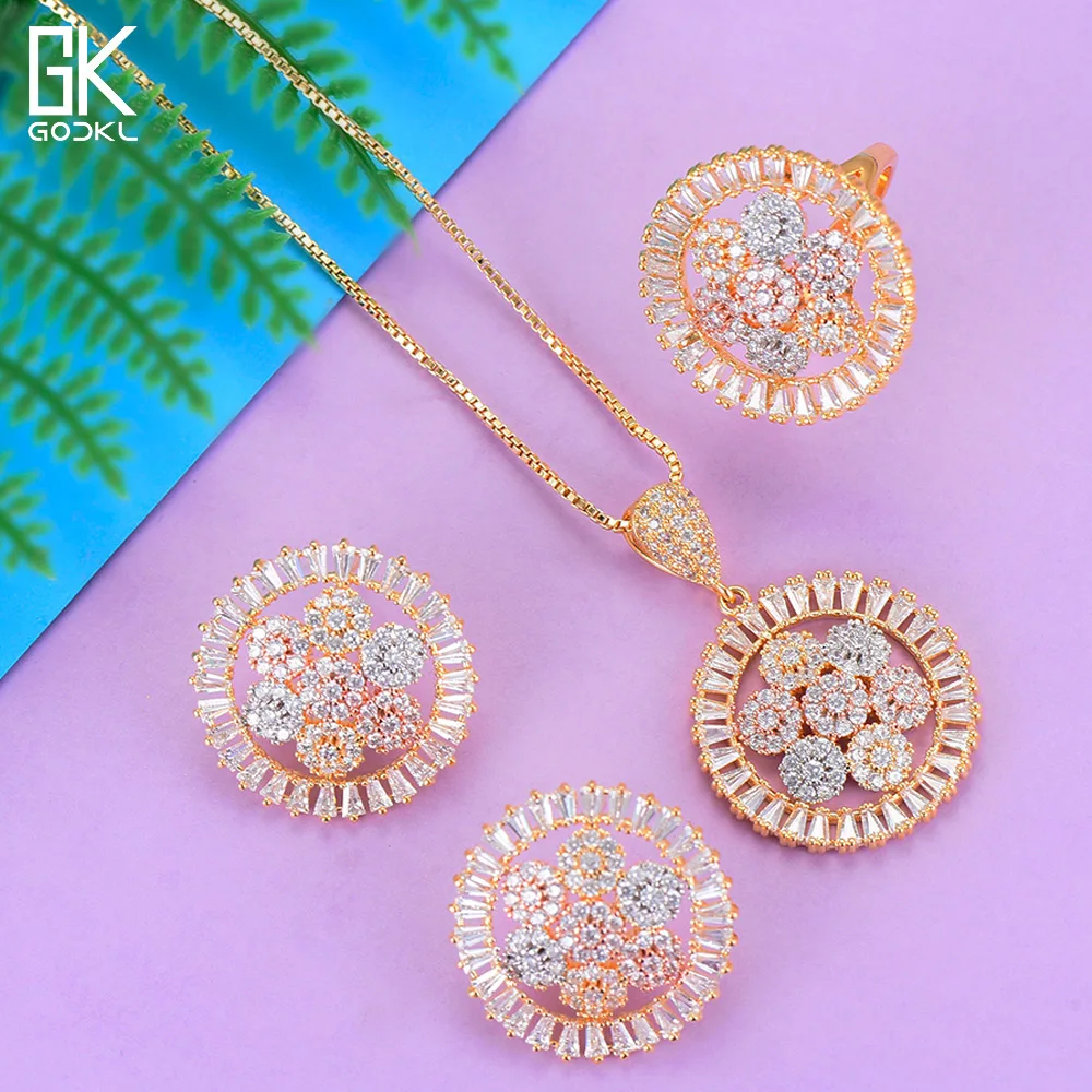 

GODKI Luxury Nigerian Ring Necklace Earring Sets Zircon Crystal CZ jewelry Sets for women Wedding Dubai Bridal Jewelry Sets 2018