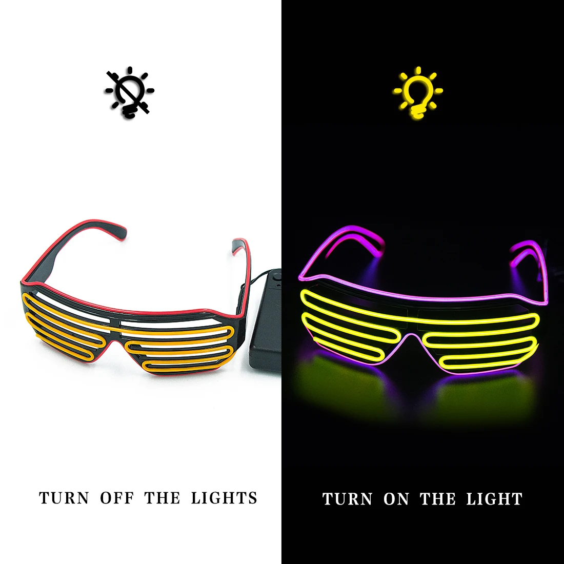 Светящееся Стекло es светодиодный Gafas светящийся Bril Neon рождественское свечение солнцезащитное стекло es мигающий светильник для вечерние принадлежности реквизит костюмы Новинка - Цвет: Pink and yellow