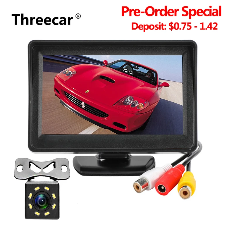 

Parking system Car Monitor NTSC PAL 4.3 Inch TFT LCD Car Monitor with 8 LED night vision Parking Rear View Backup Camera