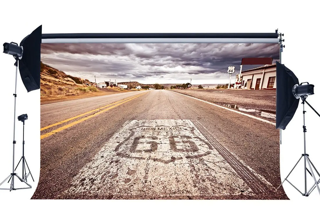 

Route 66 Backdrop American West Cowboy Backdrops Rustic Highway White Cloud Nature Landscape Background