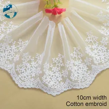 10cm ancho blanco bordado de listón para coser tela de encaje guipur de ajuste de punto de urdimbre de accesorios de prendas de vestir de encaje Africana #1793