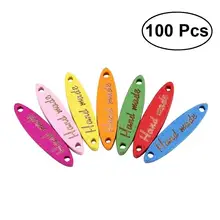 100 יחידות כפתורי עץ בעבודת יד צלחות שם תוויות תגיות 2 חורי עץ תפירת אמנות אבזרים עם יד אותיות(China)