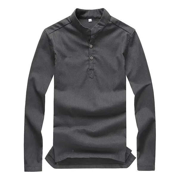 High quality 2015 mens pullover shirt long sleeve linen shirts