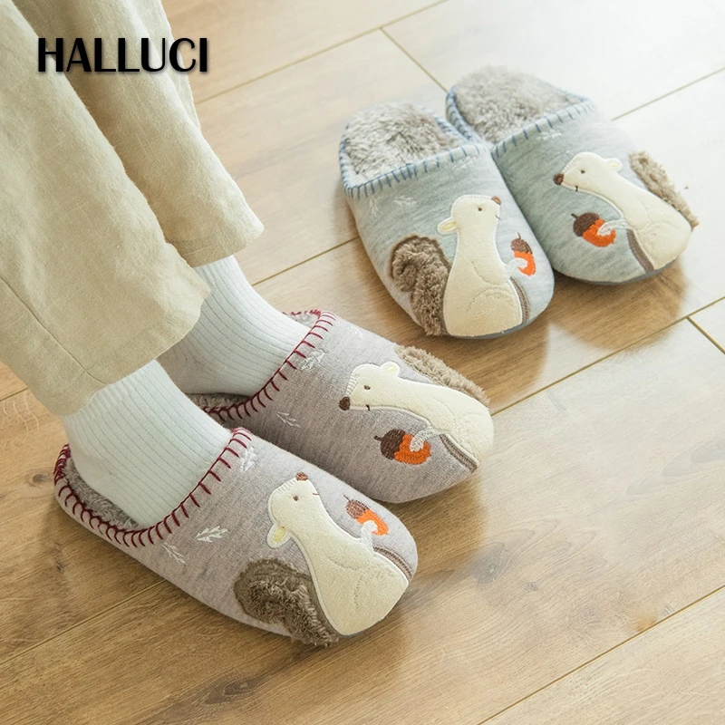 

Cartoon couples home slippers women shoes plush pantufa indoor slippers fluffy sapatos mulher zapatos mujer winter
