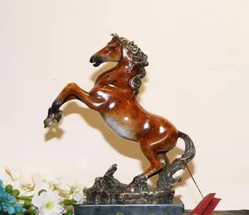 

14" Art Deco Sculpture Jump Horse Painted Bronze Statue Figurine