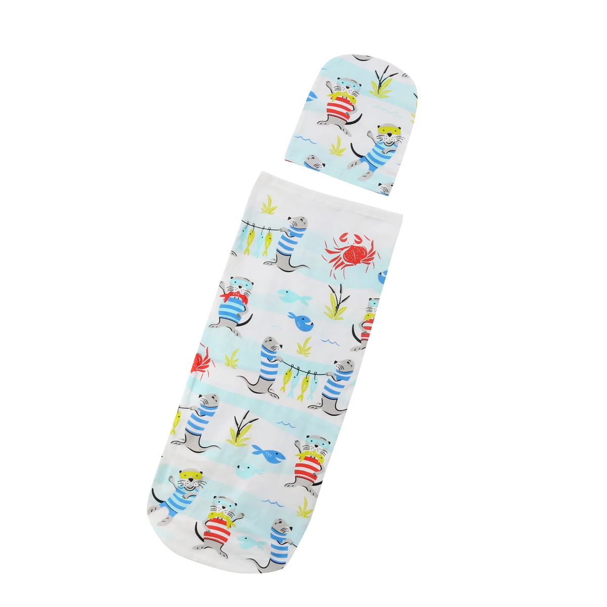 Симпатичные для новорожденных мальчиков и девочек хлопок Фламинго динозавров Акула цветочный КИТ пеленать Одеяло спальный мешок Hat муслин wrap - Color: Gray
