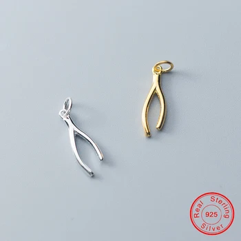 

UQBing Simple Design 925 Sterling Silver Wish Bone Gold Silver Charms DIY Women Famale Bracelet Necklace Jewelry